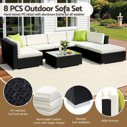 Gardeon 8-Piece Outdoor Sofa Set Wicker Couch Lounge Setting Cover - Image 4