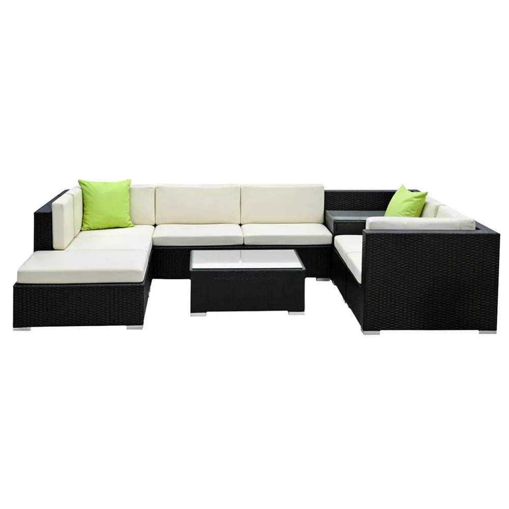 Gardeon 9-Piece Outdoor Sofa Set Wicker Couch Lounge Setting Cover - Image 3