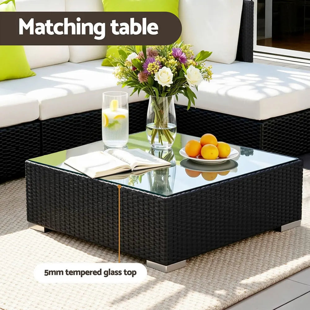 Gardeon 9-Piece Outdoor Sofa Set Wicker Couch Lounge Setting Cover - Image 5