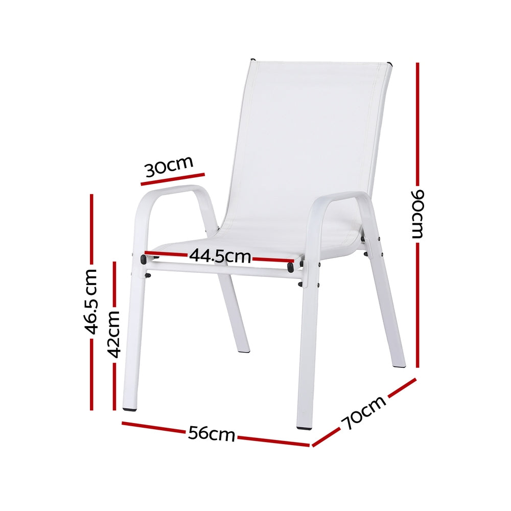 Gardeon 6PC Outdoor Dining Chairs Stackable Lounge Chair Patio Furniture White - Image 2