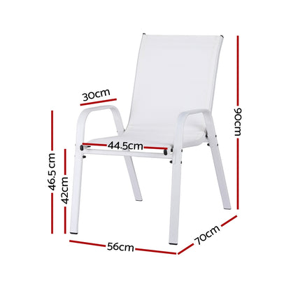 Gardeon 6PC Outdoor Dining Chairs Stackable Lounge Chair Patio Furniture White - Image 2