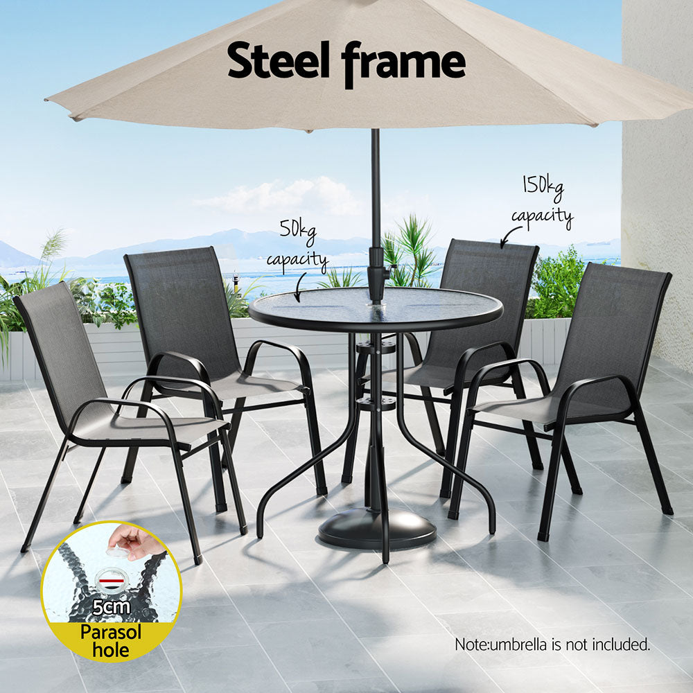 Gardeon Outdoor Dining Set Table and Chairs Patio Garden Furniture Bistro Set - Image 4