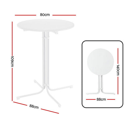 Gardeon Outdoor Bar Table Round Folding Desk Top 109cm Patio Furniture White - Image 2