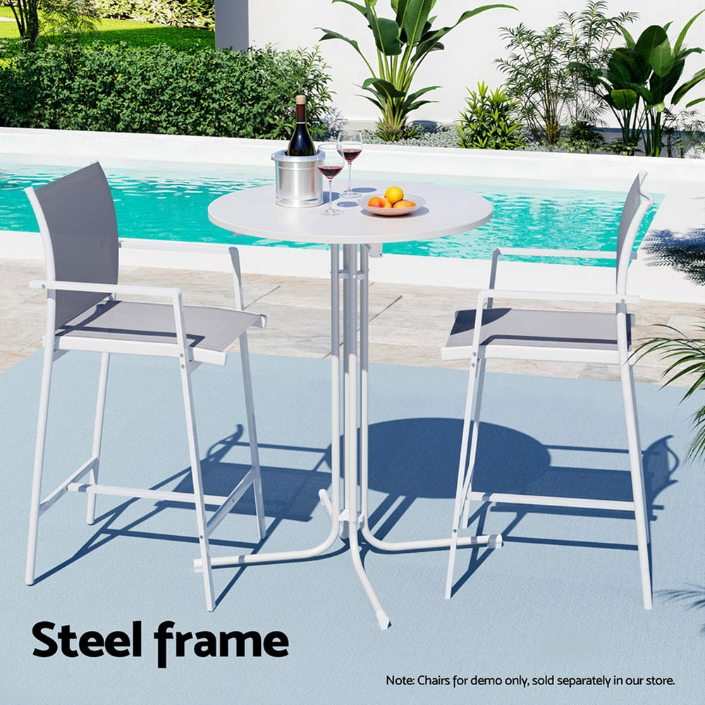 Gardeon Outdoor Bar Table Round Folding Desk Top 109cm Patio Furniture White - Image 6