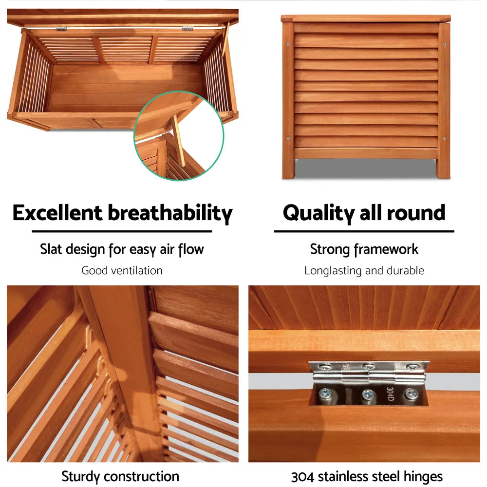 Gardeon Outdoor Storage Bench Box 210L Wooden Patio Furniture Garden Chair Seat - Image 6
