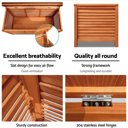 Gardeon Outdoor Storage Bench Box 210L Wooden Patio Furniture Garden Chair Seat - Image 6