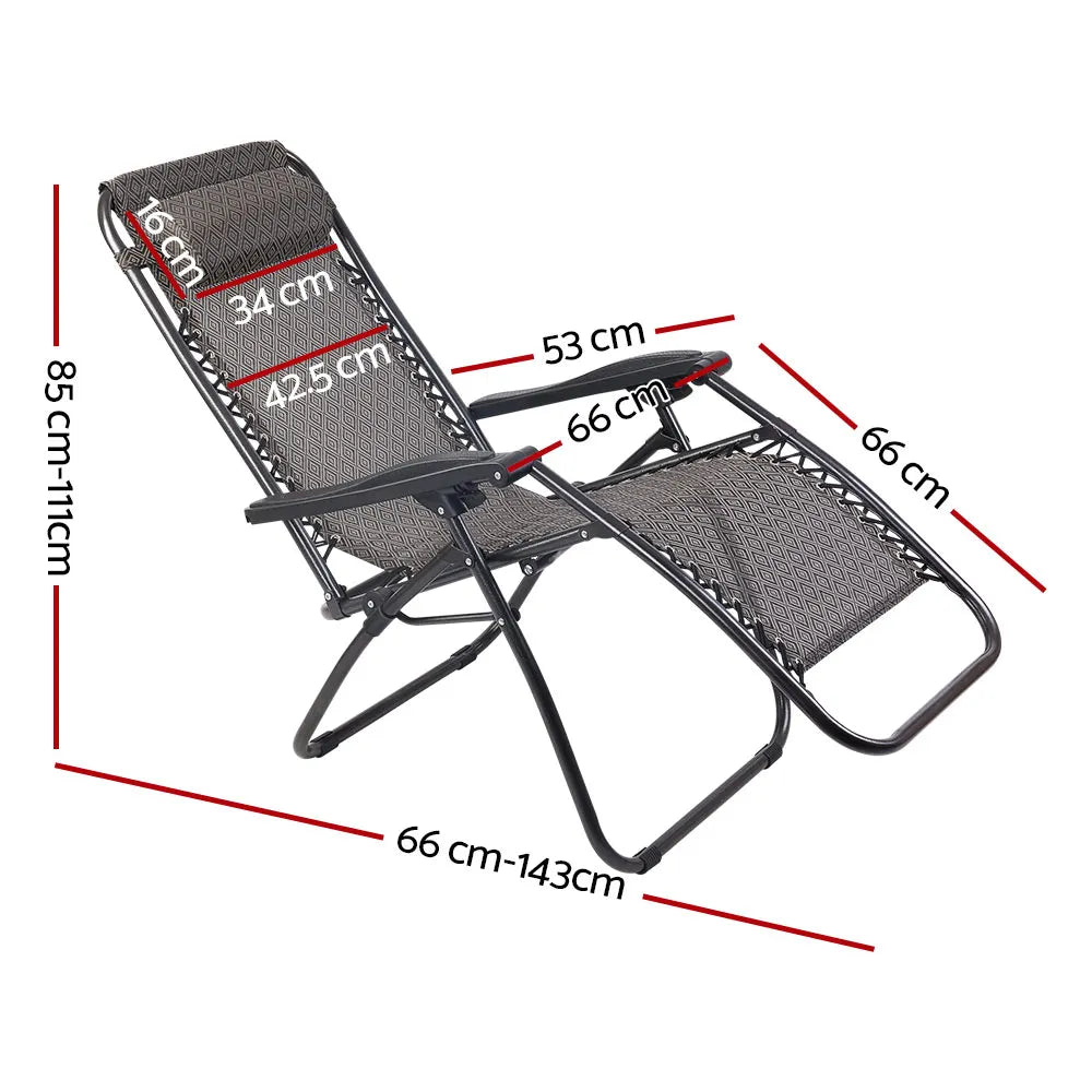 Gardeon Zero Gravity Chair Folding Outdoor Recliner Adjustable Sun Lounge Camping Beige - Image 2