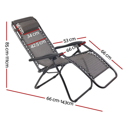 Gardeon Zero Gravity Chair Folding Outdoor Recliner Adjustable Sun Lounge Camping Beige - Image 2