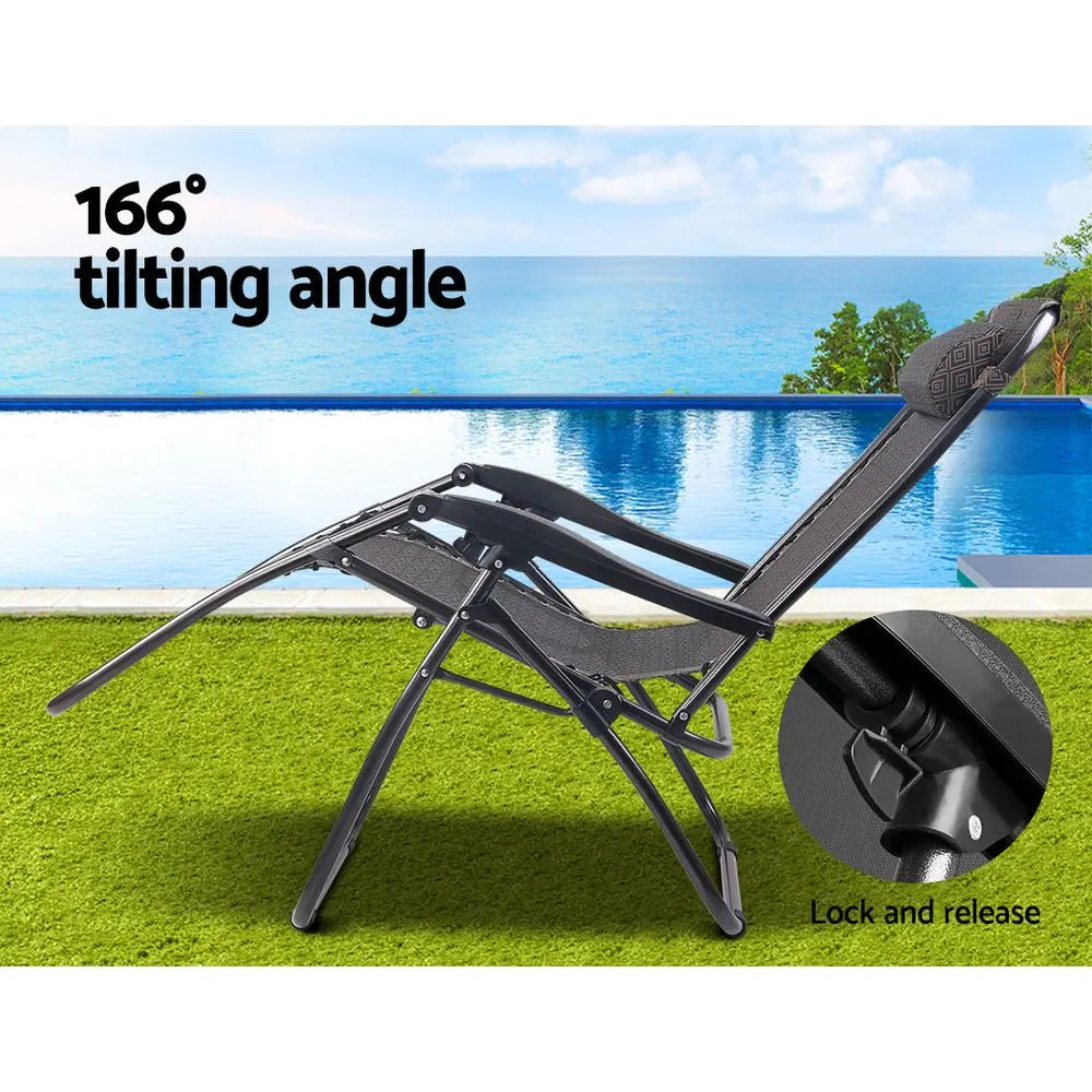 Gardeon Zero Gravity Chair Folding Outdoor Recliner Adjustable Sun Lounge Camping Beige - Image 4