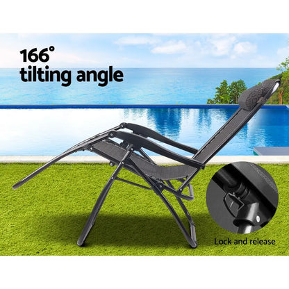 Gardeon Zero Gravity Chair Folding Outdoor Recliner Adjustable Sun Lounge Camping Beige - Image 4