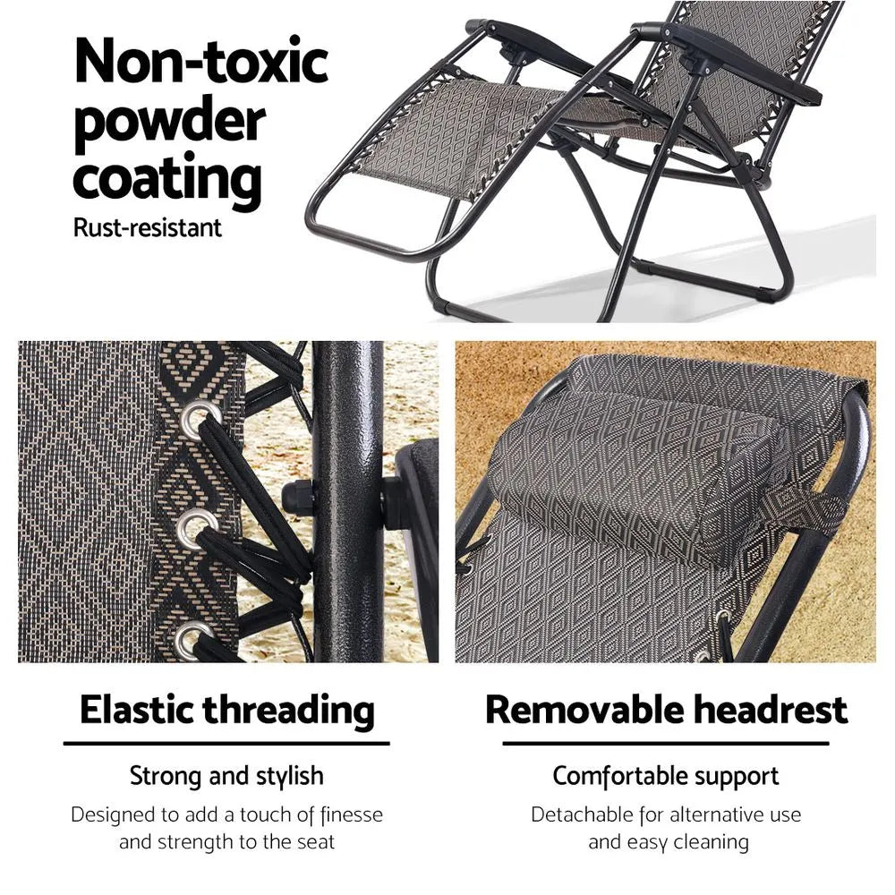 Gardeon Zero Gravity Chair Folding Outdoor Recliner Adjustable Sun Lounge Camping Beige - Image 5
