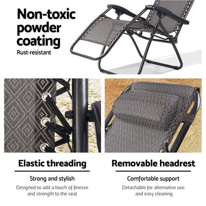 Gardeon Zero Gravity Chair Folding Outdoor Recliner Adjustable Sun Lounge Camping Beige - Image 5