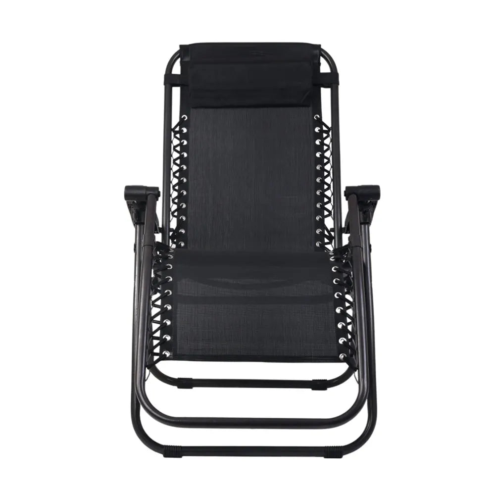 Gardeon Zero Gravity Chair Folding Outdoor Recliner Adjustable Sun Lounge Camping Black - Image 3