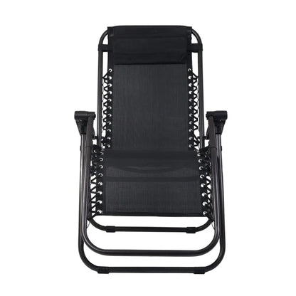Gardeon Zero Gravity Chair Folding Outdoor Recliner Adjustable Sun Lounge Camping Black - Image 3