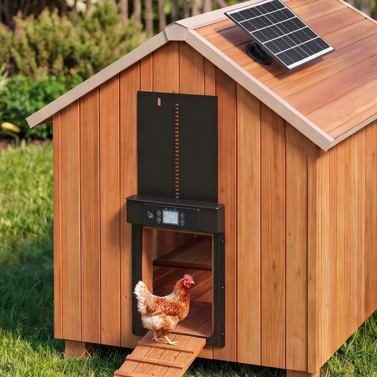 Giantz Automatic Chicken Coop Door 37cm Solar Powered Smart App Control Black