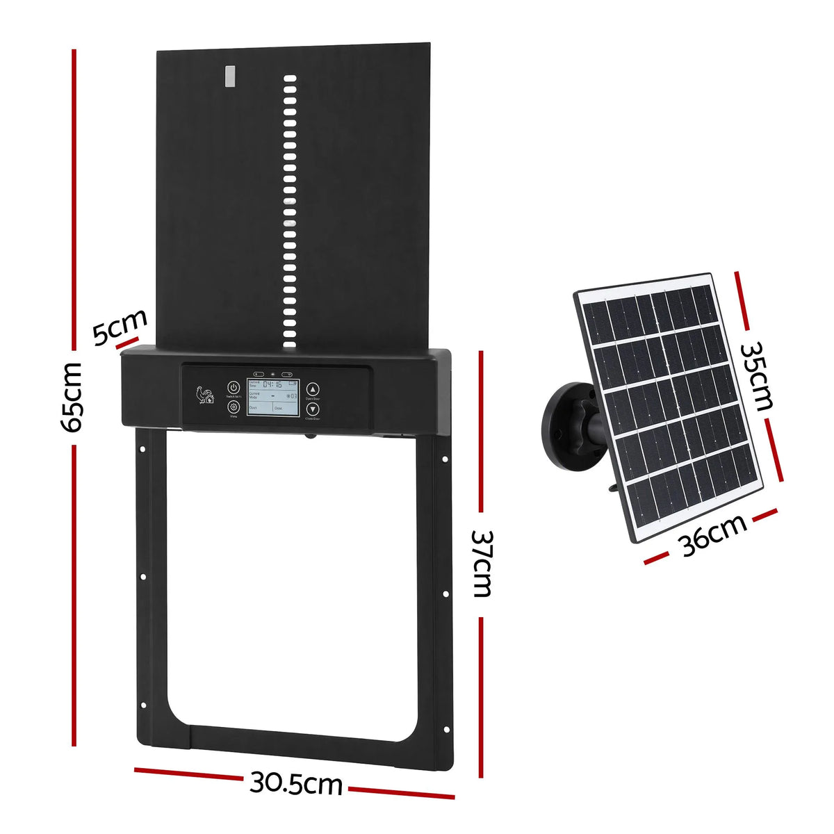 Giantz Automatic Chicken Coop Door 37cm Solar Powered Smart App Control Black - Image 3