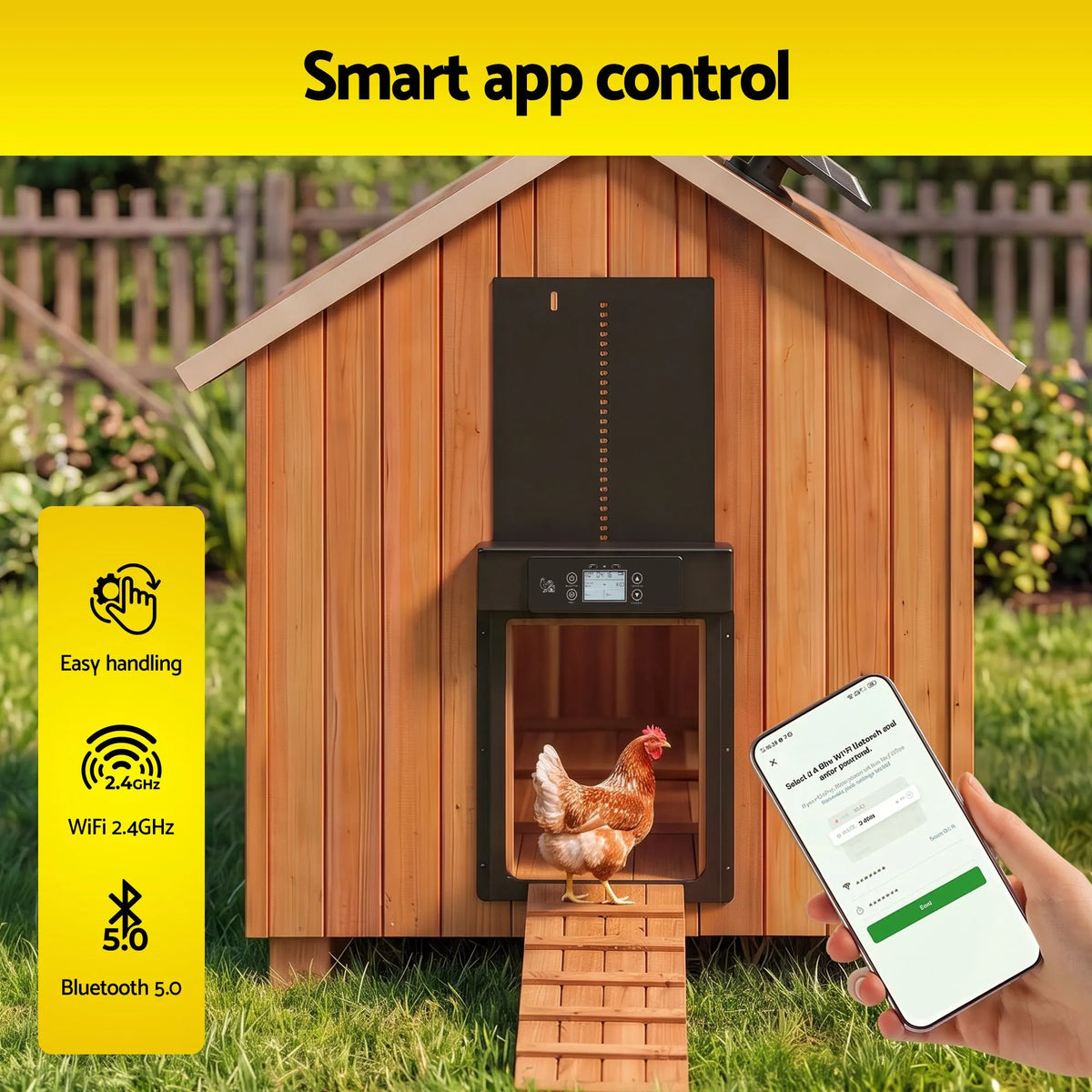 Giantz Automatic Chicken Coop Door 37cm Solar Powered Smart App Control Black - Image 5