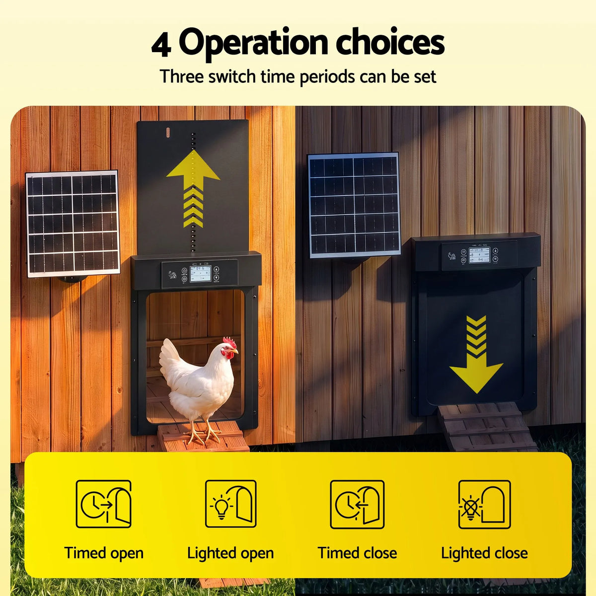 Giantz Automatic Chicken Coop Door 37cm Solar Powered Smart App Control Black - Image 7