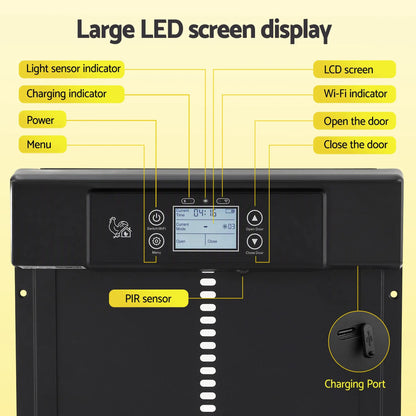 Giantz Automatic Chicken Coop Door 37cm Solar Powered Smart App Control Black - Image 9