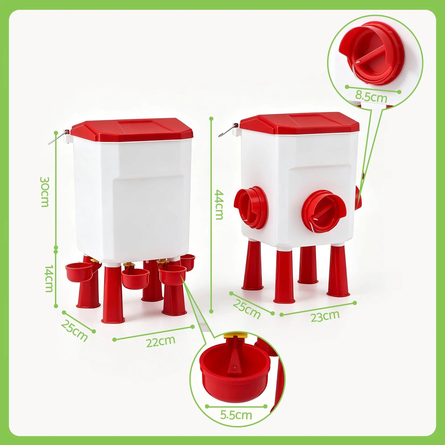 Giantz 12kg Chicken Feeder and 11L Waterer Set Large Capacity Poultry Drinker Kit - Image 3