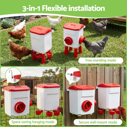Giantz 8kg Chicken Feeder and 7L Waterer Set Large Capacity Poultry Drinker Kit - Image 5