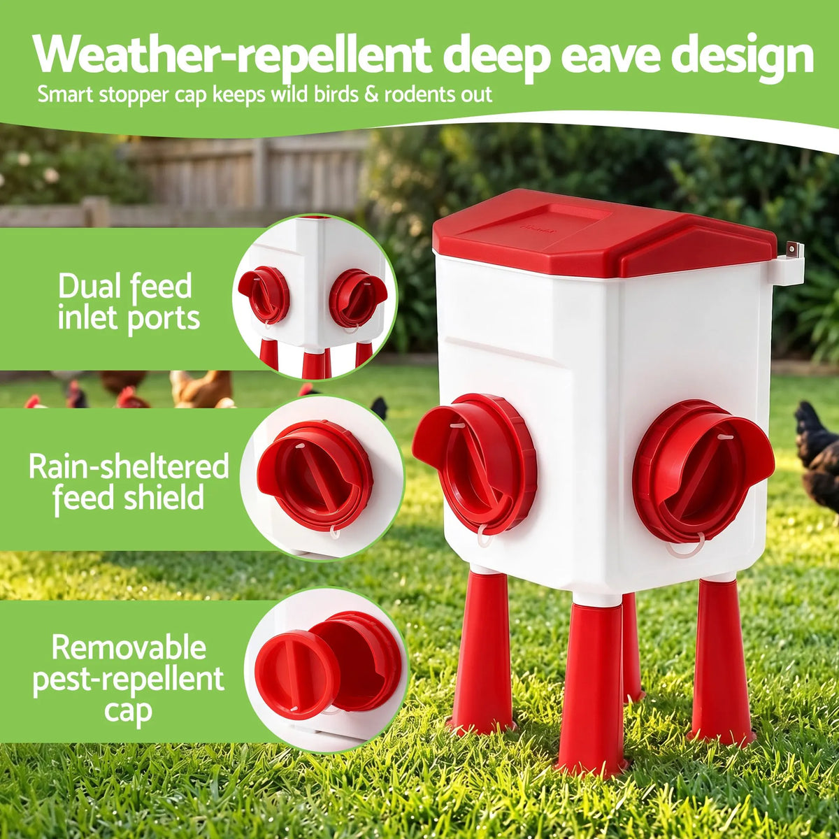 Giantz 8kg Chicken Feeder and 7L Waterer Set Large Capacity Poultry Drinker Kit - Image 6