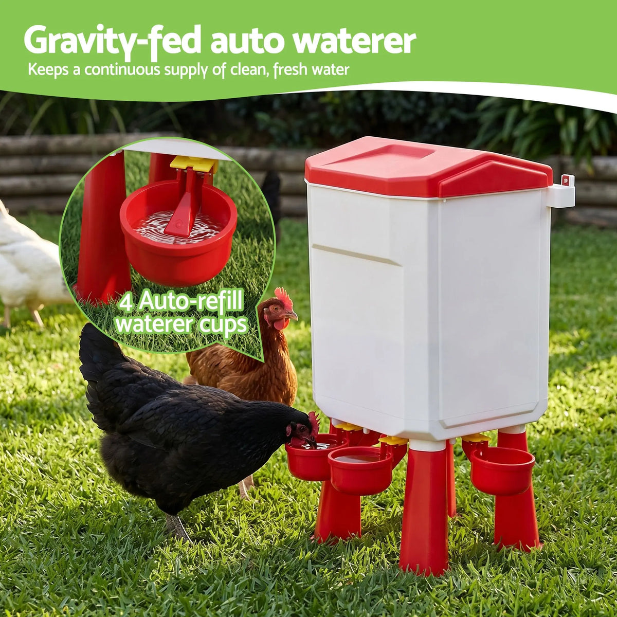 Giantz 8kg Chicken Feeder and 7L Waterer Set Large Capacity Poultry Drinker Kit - Image 7