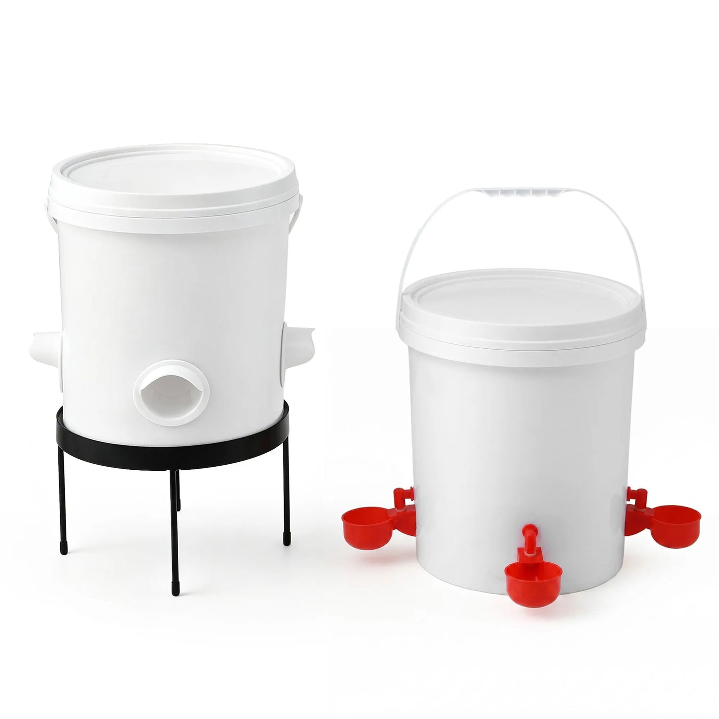 Giantz 20L X2 Chicken Feeder Waterer Set Automatic Poultry Dispenser Metal Stand - Image 4