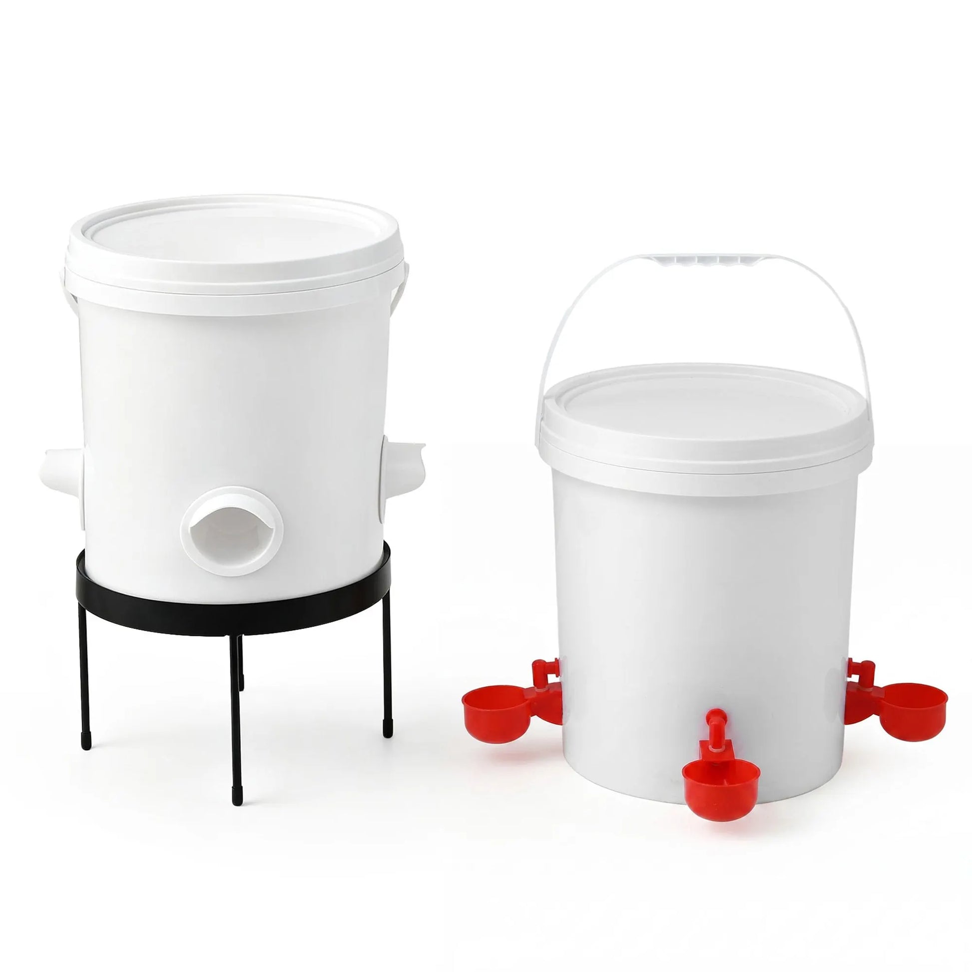 Giantz 20L X2 Chicken Feeder Waterer Set Automatic Poultry Dispenser Metal Stand - Image 4