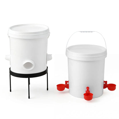 Giantz 20L X2 Chicken Feeder Waterer Set Automatic Poultry Dispenser Metal Stand - Image 4