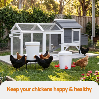 Giantz 20L X2 Chicken Feeder Waterer Set Automatic Poultry Dispenser Metal Stand - Image 9