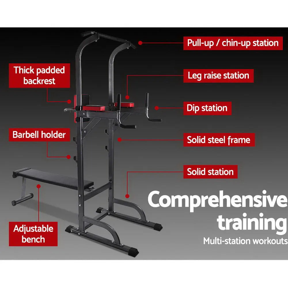 Everfit Weight Bench Chin Up Bar Bench Press Home Gym 380kg Capacity - Image 3