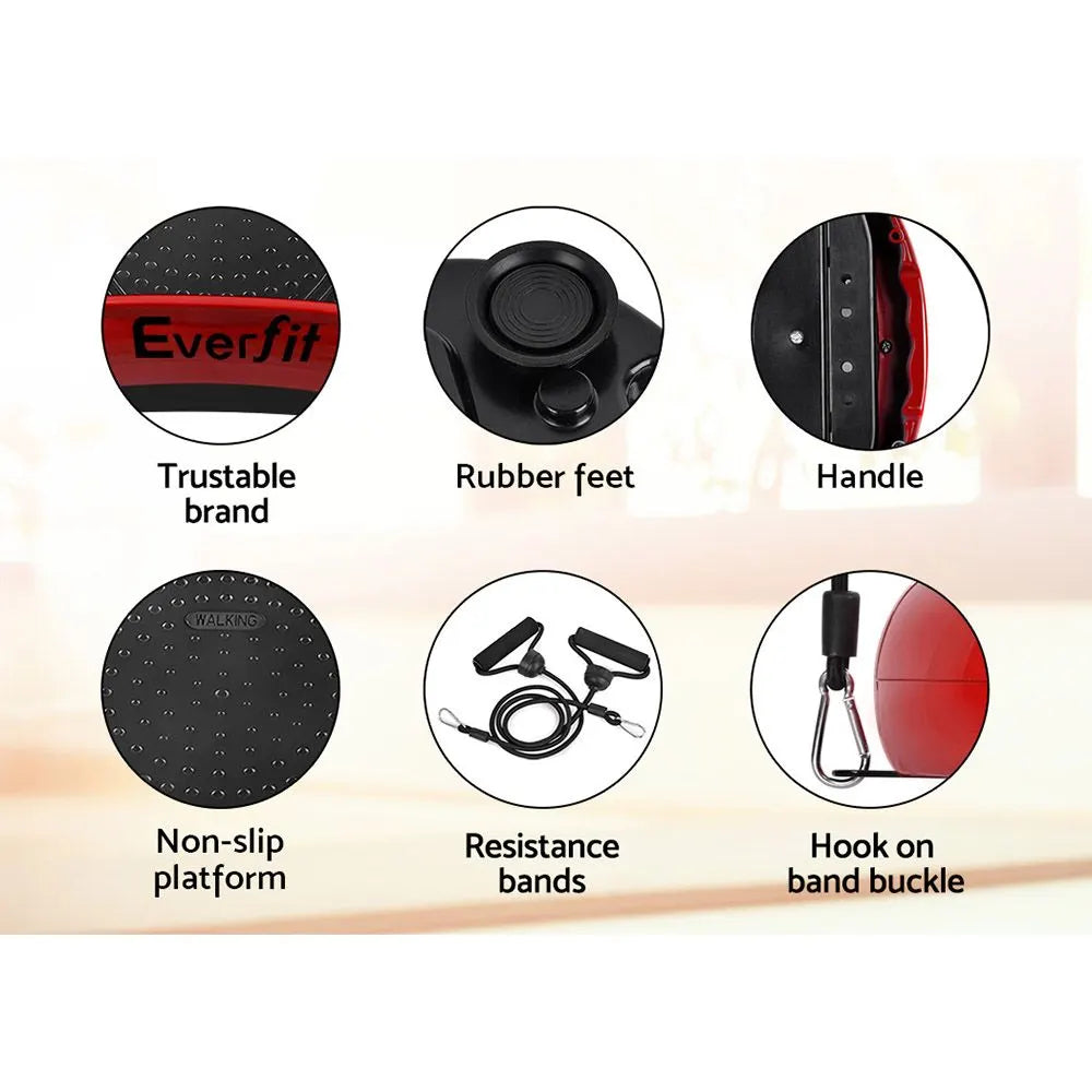 Everfit Vibration Machine Platform Resistance Rope Home Fitness Dark Red - Image 7