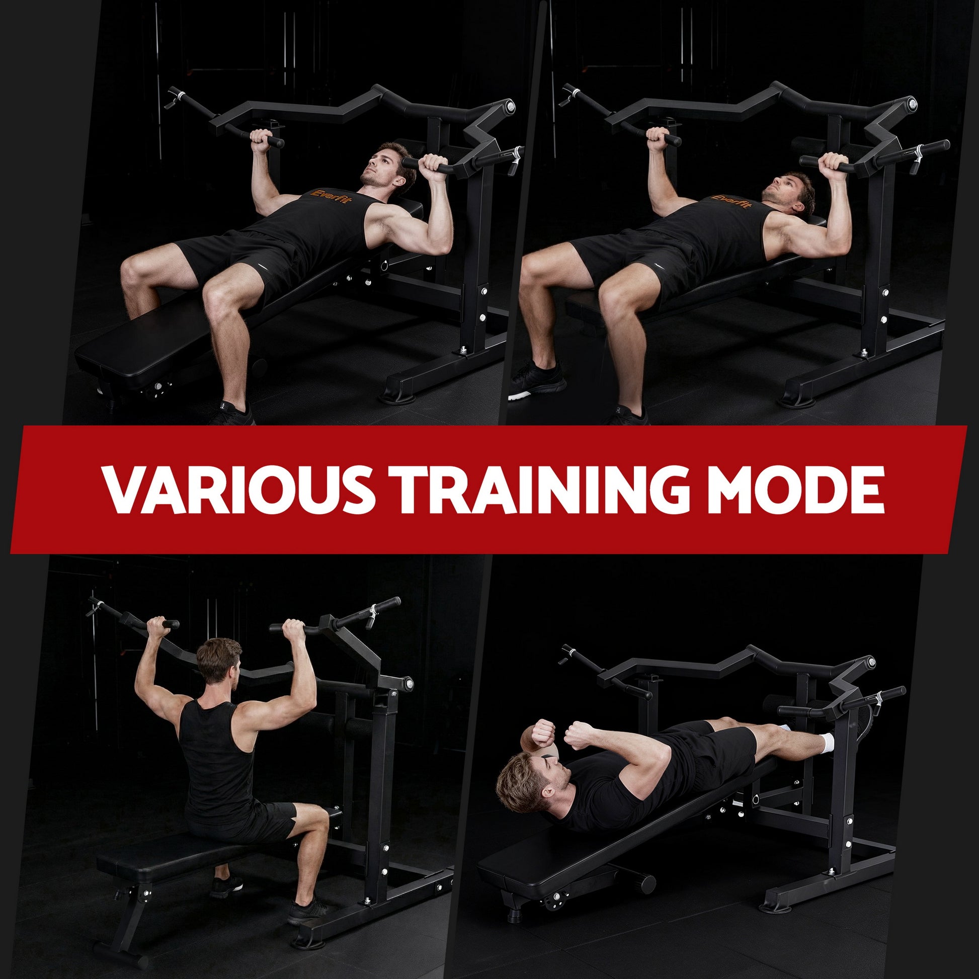Everfit Chest Press Machine Home Gym Equipment Folding Workout Bench with Independent Arms Black - Image 5