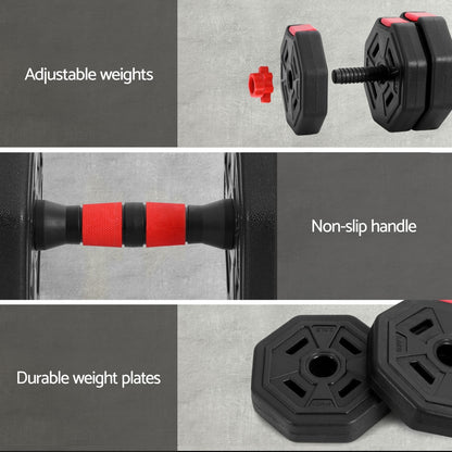 Everfit 20kg Adjustable Dumbbell Barbell Set Weight Plates Home Workout - Image 6