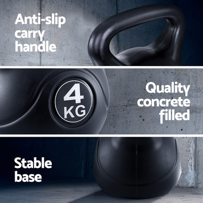 Everfit 4kg Kettlebell Set Weight Lifting Bench Dumbbells Kettle Bell Gym Home - Image 4
