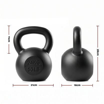Everfit 24kg Cast Iron Kettlebell Powder Coating Flat Bottom Home Gym - Image 2