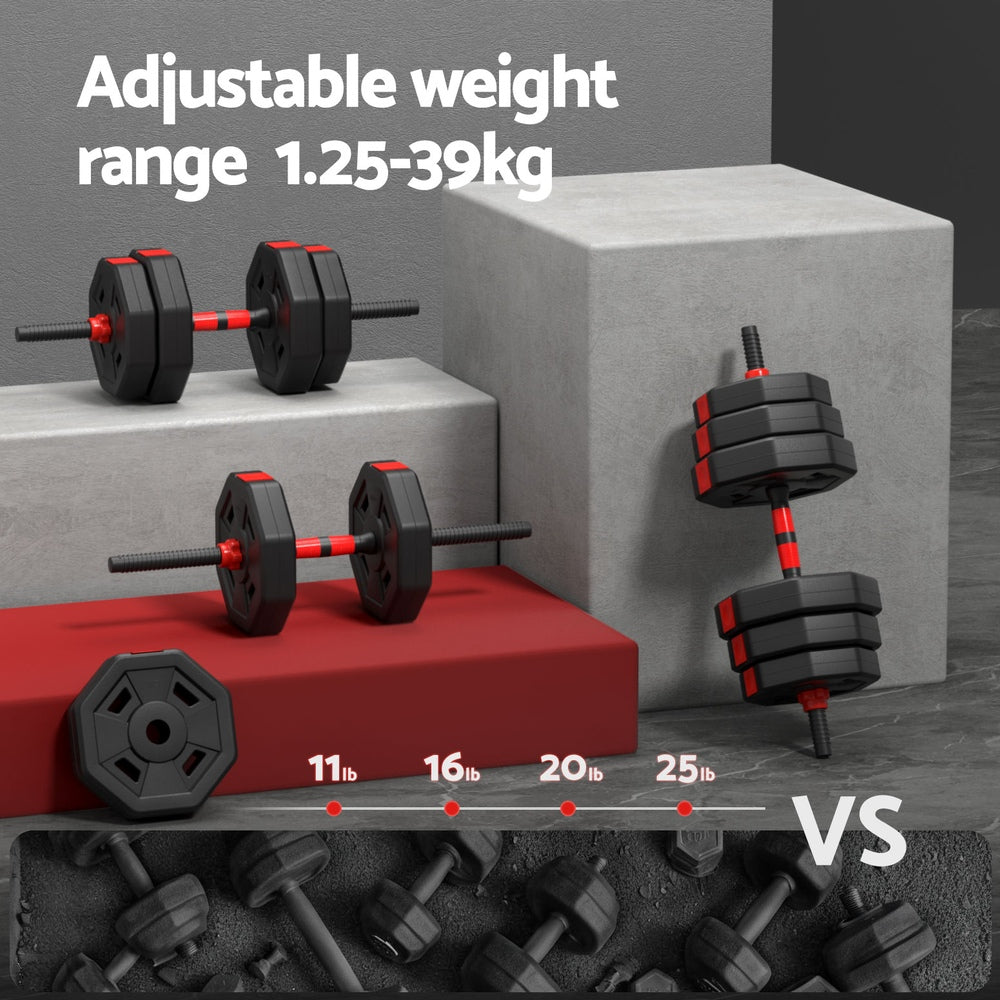Everfit 40kg Adjustable Dumbbell Barbell Set Weight Plates Home Workout - Image 5
