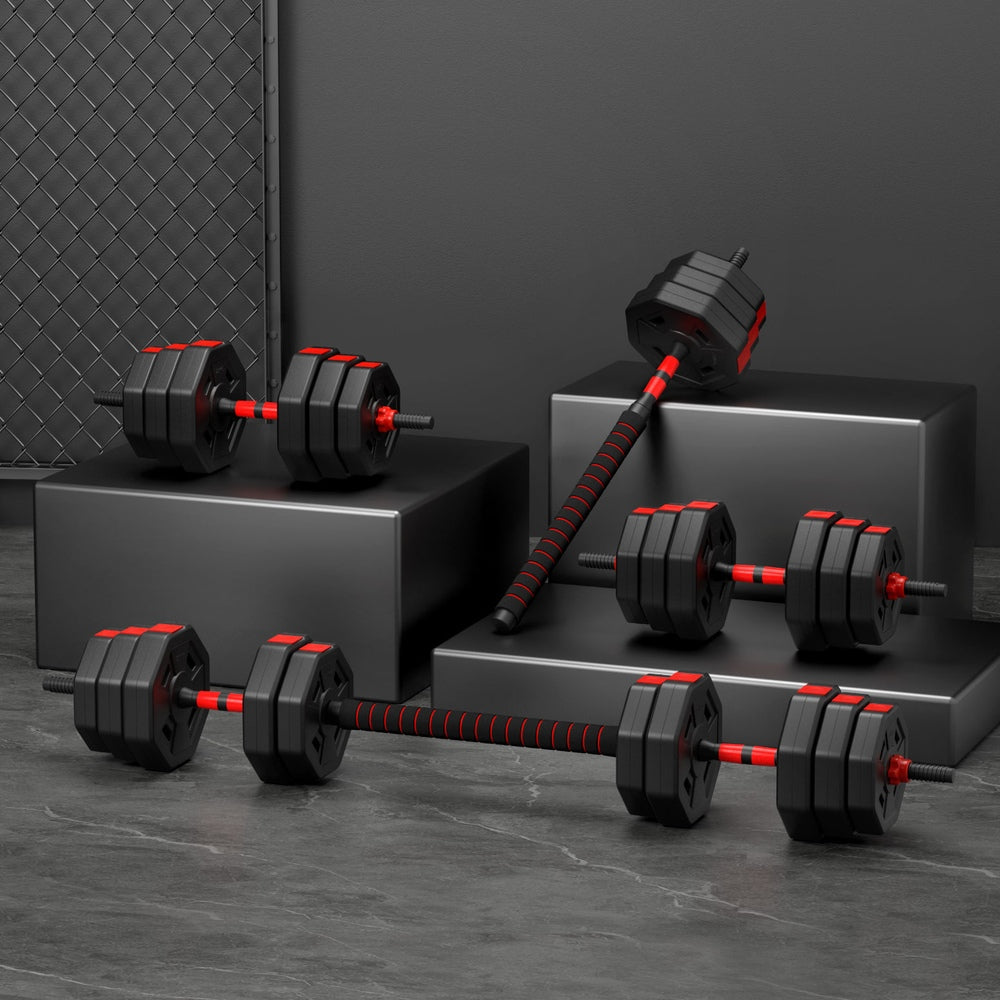 Everfit 40kg Adjustable Dumbbell Barbell Set Weight Plates Home Workout - Image 7
