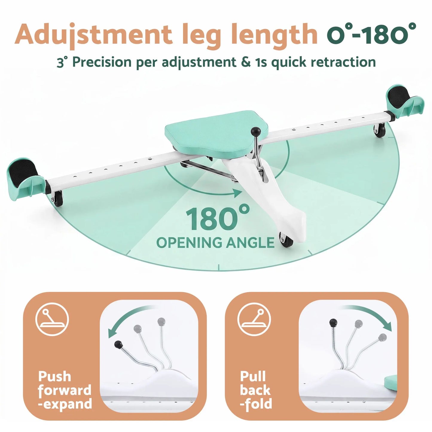 Everfit Leg Stretcher Machine Foldable 180 degree Adjustable Split Machine Green - Image 4
