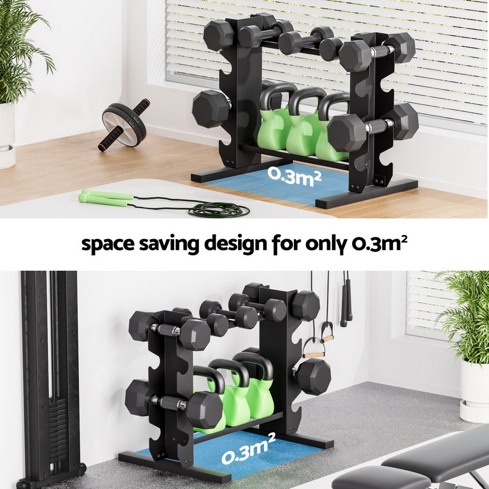 Everfit Dumbbells Rack Dumbbell Kettlebell Stand Home Gym Storage 200kg Capacity - Image 5