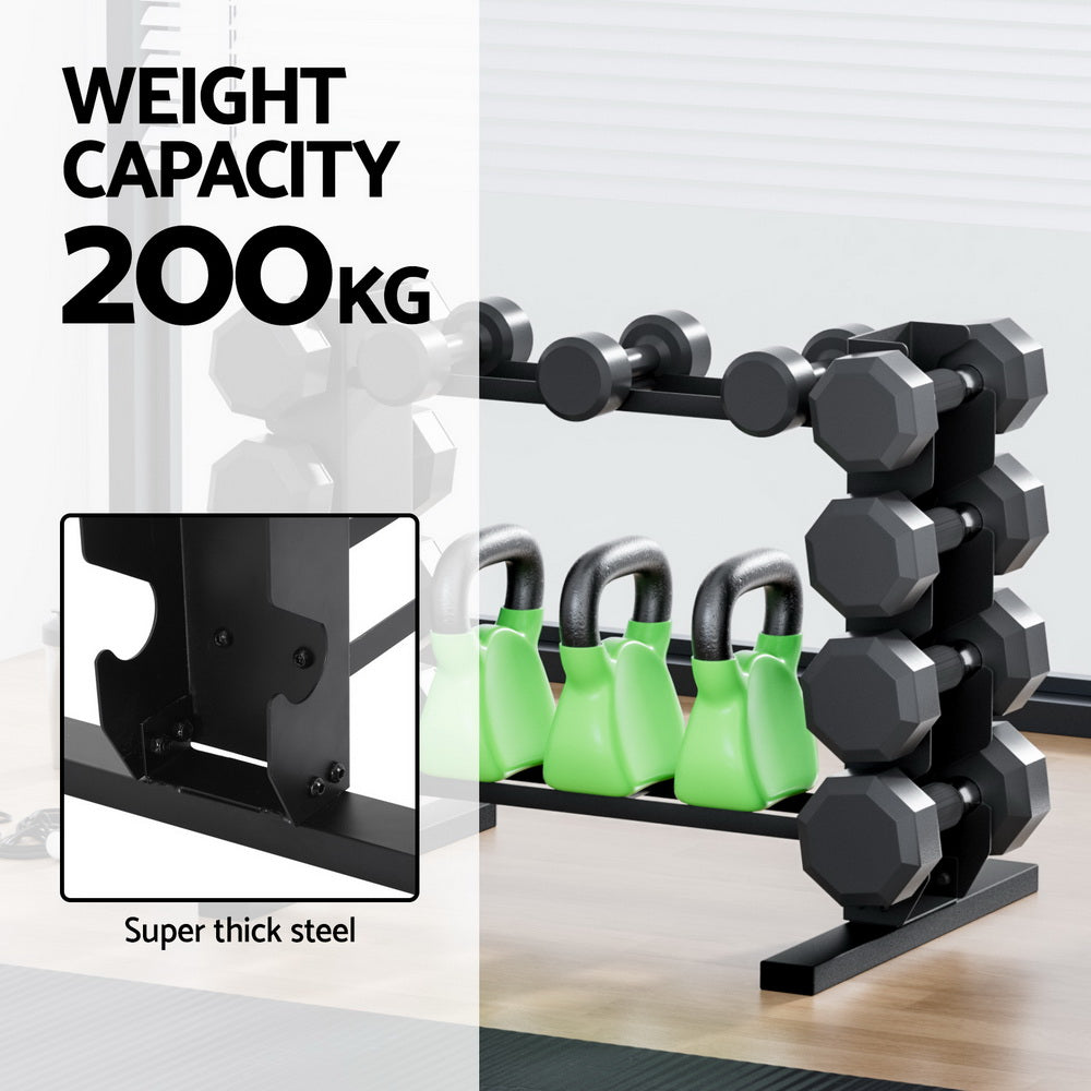 Everfit Dumbbells Rack Dumbbell Kettlebell Stand Home Gym Storage 200kg Capacity - Image 6