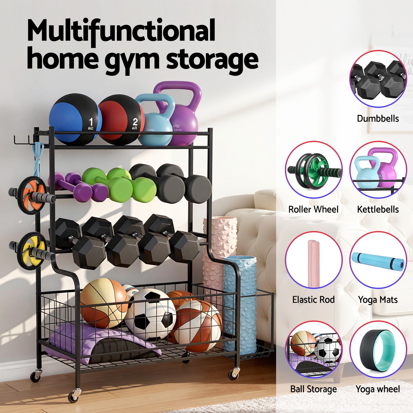 Everfit Dumbbell Rack Weight Rack for Dumbbells Home Gym Storage Black - Image 4