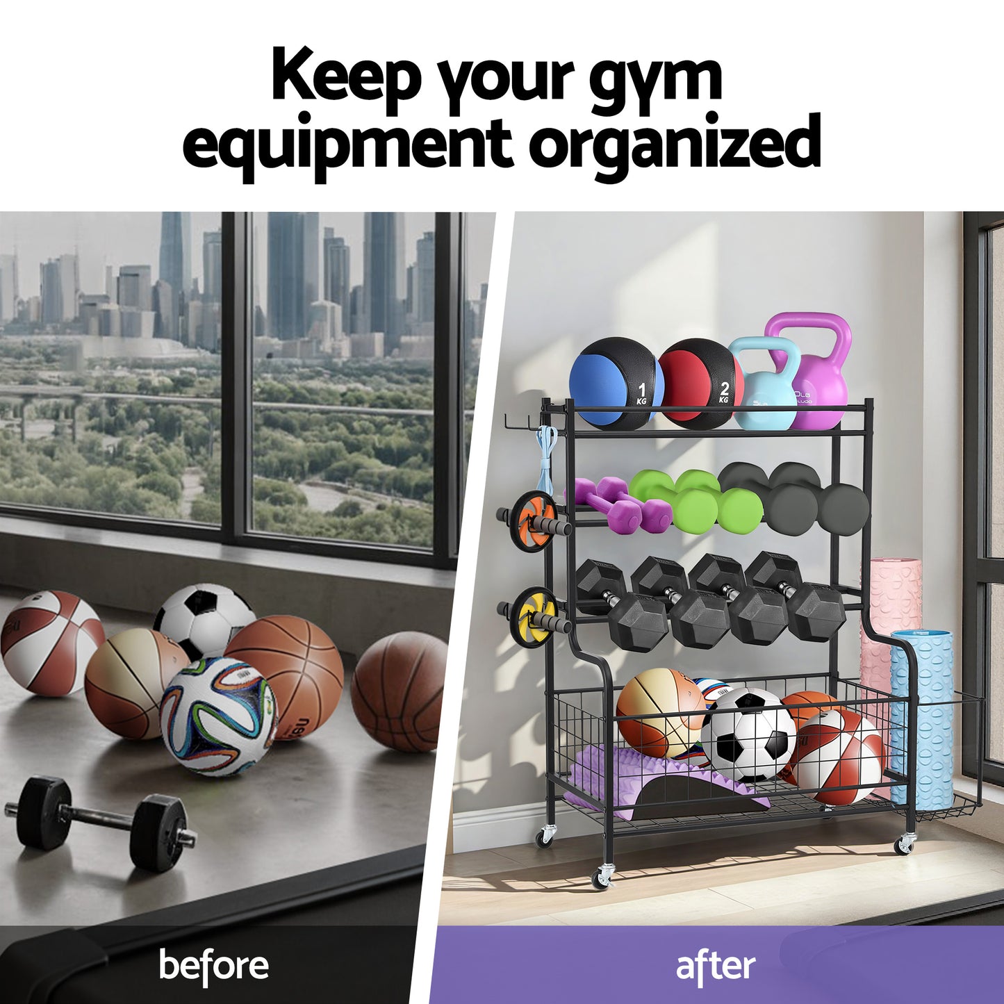 Everfit Dumbbell Rack Weight Rack for Dumbbells Home Gym Storage Black - Image 5