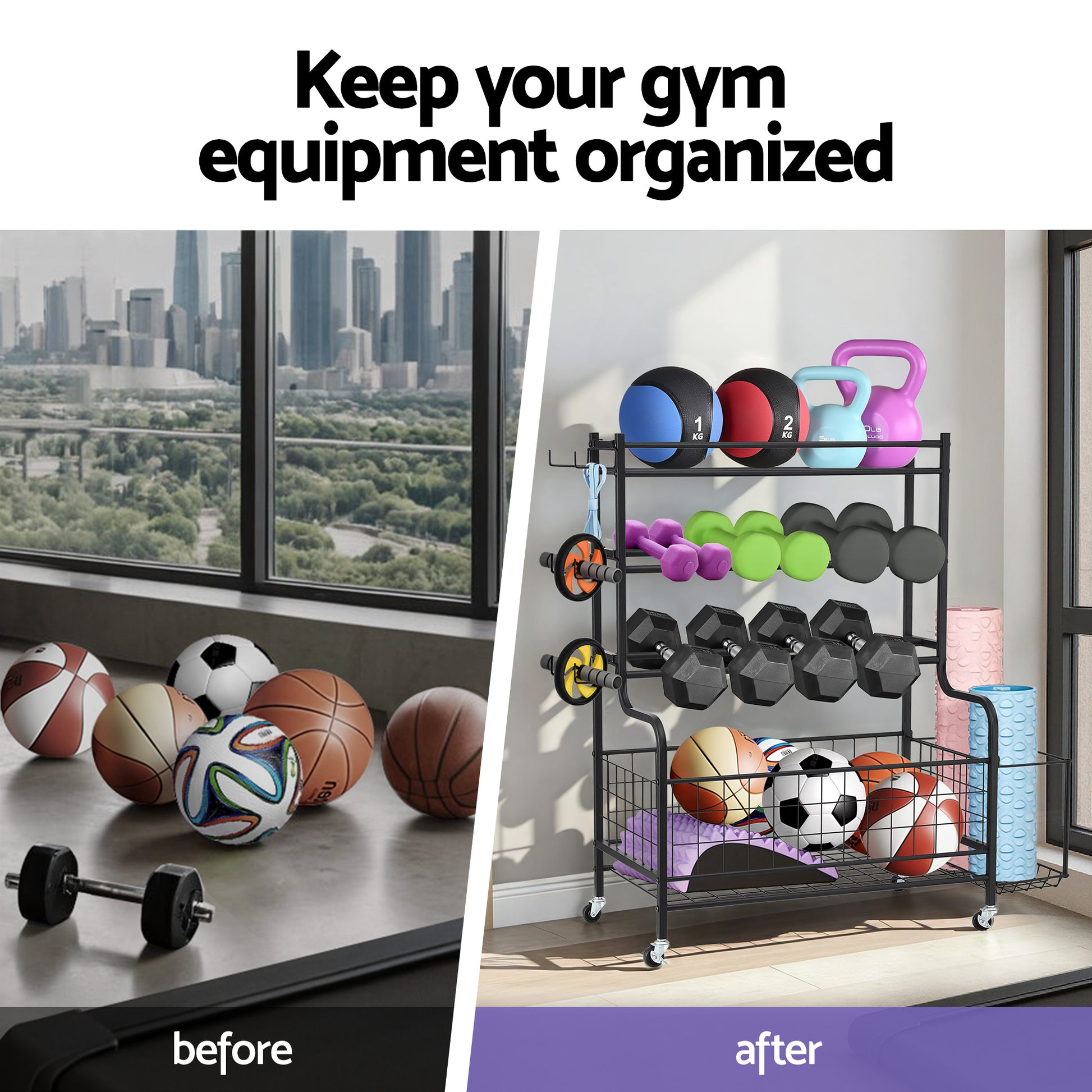 Everfit Dumbbell Rack Weight Rack for Dumbbells Home Gym Storage Black - Image 5