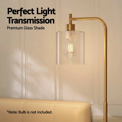 Artiss Floor Lamp Modern Industrial Standing Light with Clear Glass Shade, GoldMetal Tall Lamp for Living Room, Bedroom & Office, Anti-Tipping Weighted Base & Foot Switch (Bulb Not Included) - Image 3