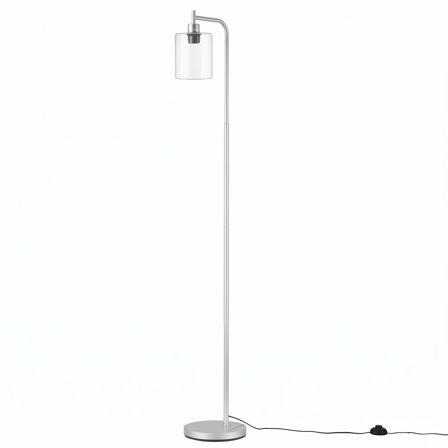 Artiss Floor Lamp Modern Industrial Standing Light with Clear Glass Shade, Silver Metal Tall Lamp for Living Room, Bedroom & Office, Anti-Tipping Weighted Base & Foot Switch (Bulb Not Included) - Image 8