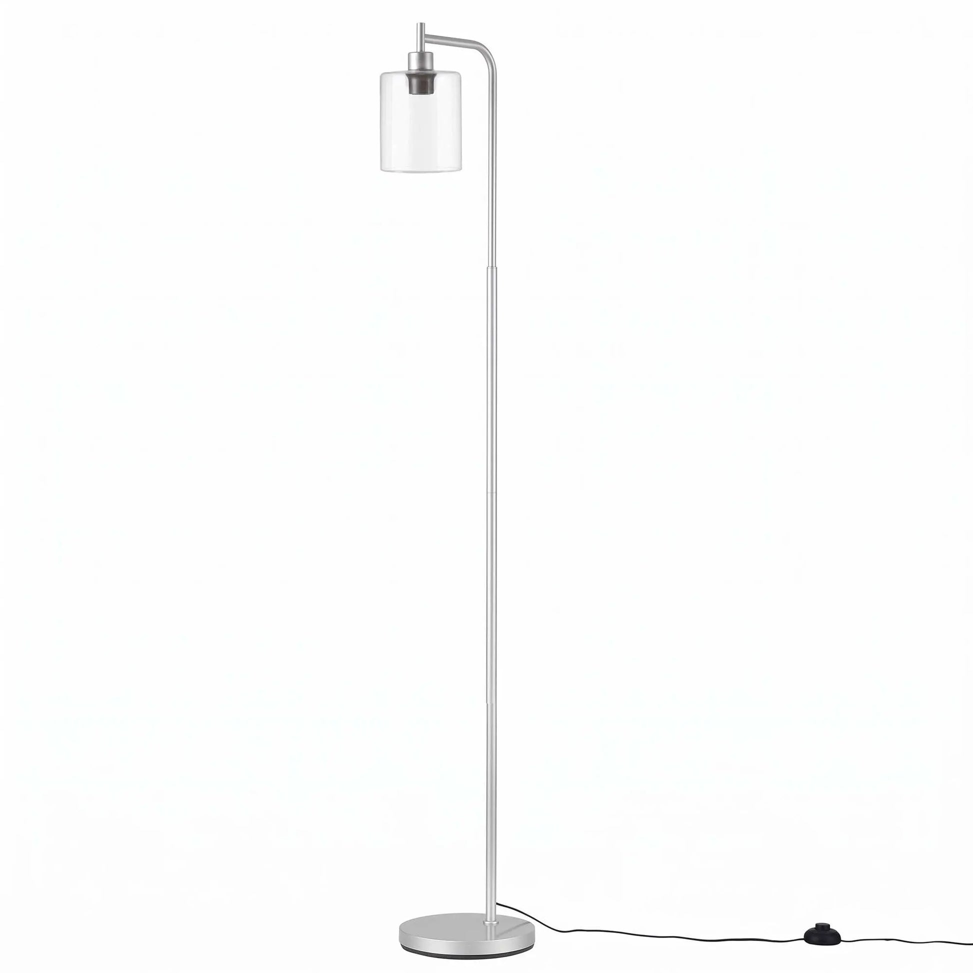 Artiss Floor Lamp Modern Industrial Standing Light with Clear Glass Shade, Silver Metal Tall Lamp for Living Room, Bedroom & Office, Anti-Tipping Weighted Base & Foot Switch (Bulb Not Included) - Image 8