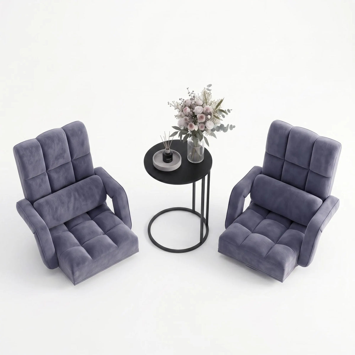 Artiss Floor Sofa Chair & Coffee Table Set, Swivel Lounge Recliner Side Tables - Image 4
