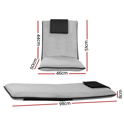 Artiss 4X Floor Lounge Sofa Bed Floor Cushion Velvet Grey - Image 2
